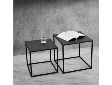 Mesa de Centro [EN.CASA] Morsum (Negro - Metal, Resistente A Los Arañazos - 40 x 40 x 40 cm)