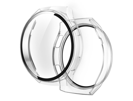 Protector de pantalla de vidrio templado 2 en 1 para Huawei Watch GT2e + estuche de pieza totalmente revestida (transparente)