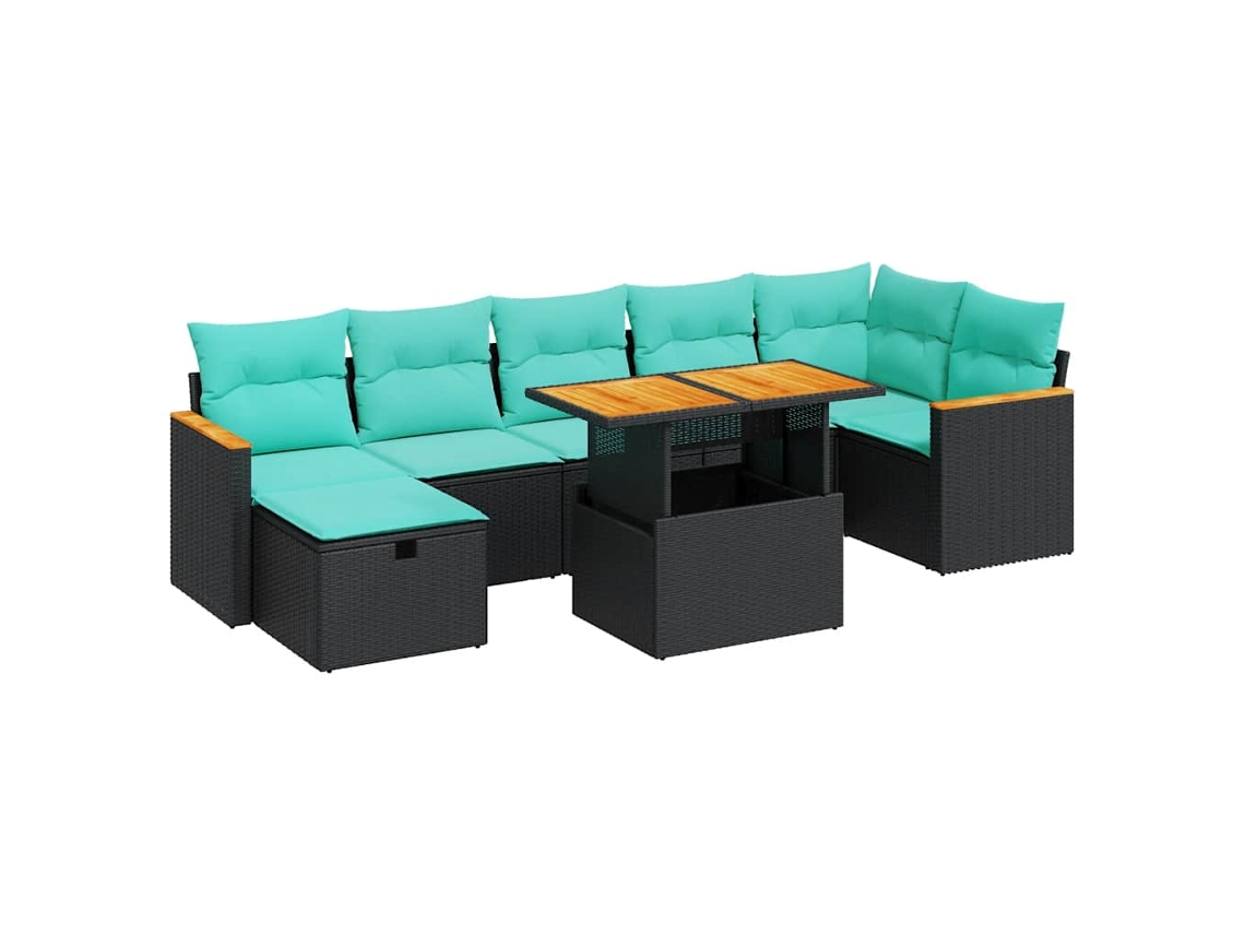 Maison Exclusive - Set Sofás Jardín Y Cojines 8 Pzas Ratán Sintético Acacia Gris