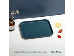 Bandeja rectangular de plástico para restaurantes y hogares, ideal para té y vasos. Mdug (azul oscuro S)