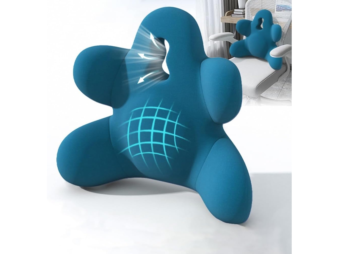 Almohada De Apoyo Lumbar Para Silla De Oficina, Almohada Ergonómica De Espuma Viscoelástica Para El Respaldo, Azul Gertiz