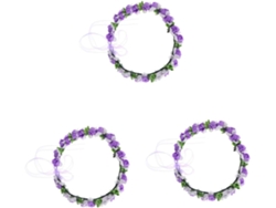 Corona de mimbre de 3 piezas con tiara de flores artificiales para niñas, perfecta para bodas, fiestas y cumpleaños.