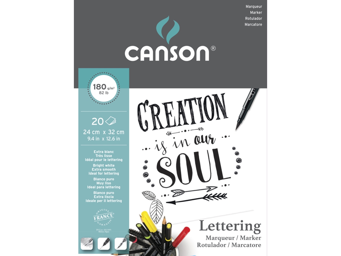 Bloc de Dibujo CANSON Lettering Marker Satin A4 180G 20Fl 400109921