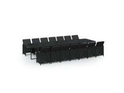 Maison Exclusive - Set Comedor Jardín 15 Pzas Y Cojines Ratán Sintético Negro