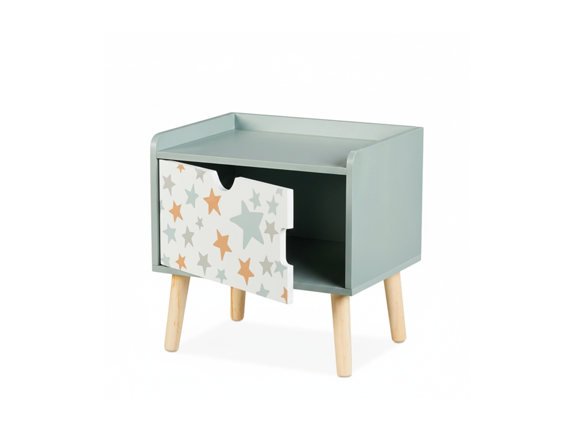 Mesa De Cabeceira Infantil Relaxdays, Arrumação, Hbt: 41 X 40 X 30 Cm, Quarto Infantil, Cómoda Estrelas, Madeira Mdf.