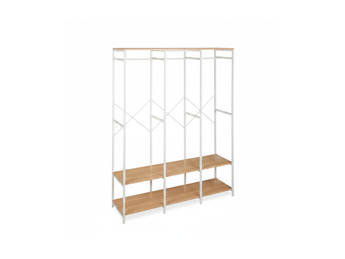 Perchero Relaxdays, Abierto, Armario, Estantes Y Barra, Hbt: 180 X 141 X 40 Cm, Perchero, Metal, Blanco/madera