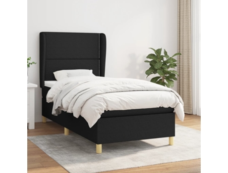 vidaXL Cama con somier y colchón 90x190 cm tela negra