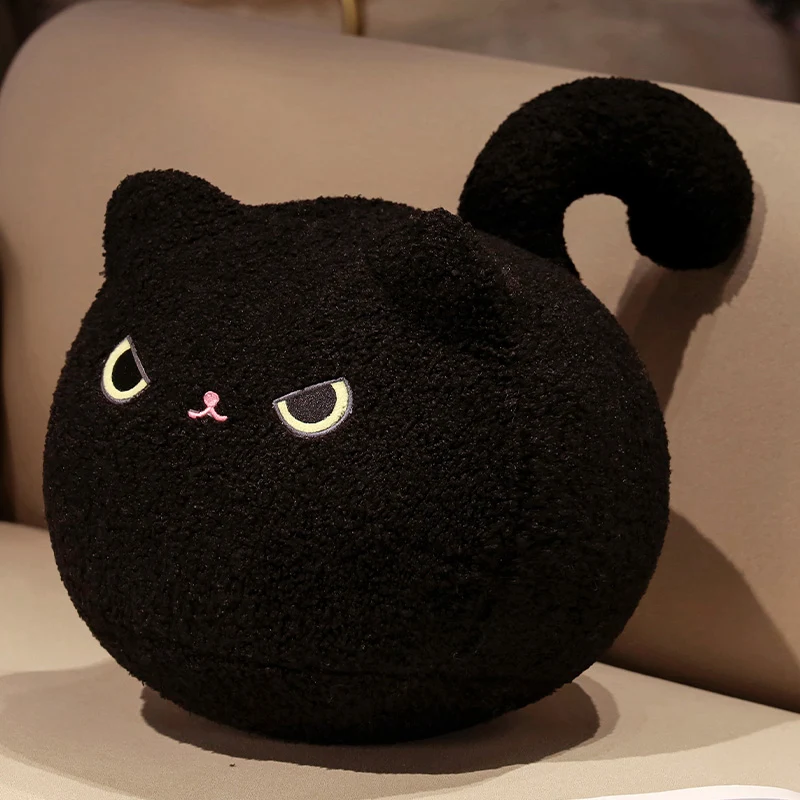 (negro, 35 Cm) Cojín De Pelota Con Forma De Gato De Dibujos Animados Para Adultos, Cojín Para Sofá, Almohada Adorable