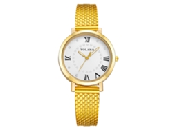 Reloj De Pulsera Ultrafino Y Sencillo Para Mujer Con Brazalete De Malla En Oro Rosa Y Negro.