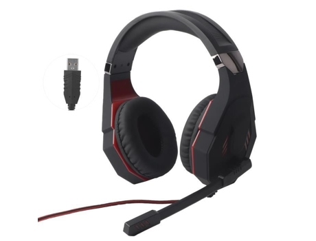 HURRISE Auriculares para juegos con cable Auriculares con cable USB Auriculares supraaurales ergonómicos montados en la cabeza con par de almacenam...