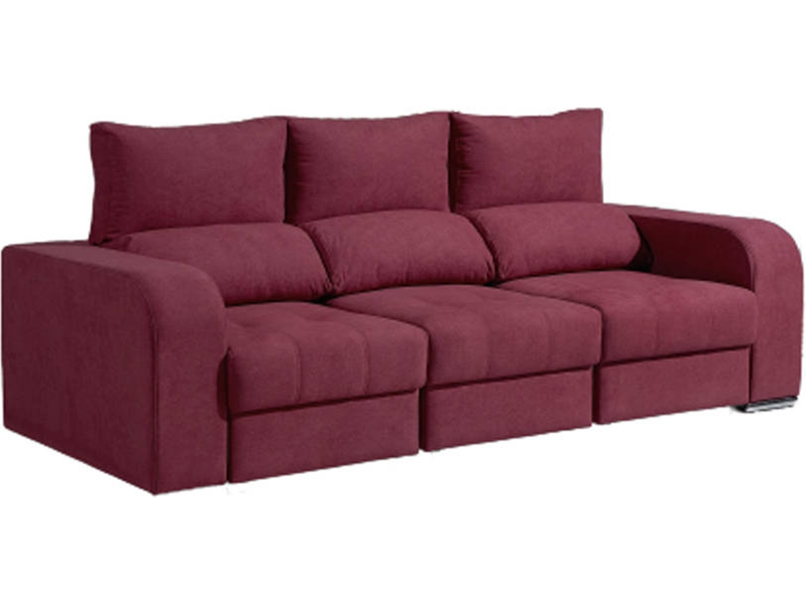 Sofá BAZAR MONDIALE Shangai (Rojo Oscuro - Madera, Poliéster, Tejido - 245x105x100 cm)