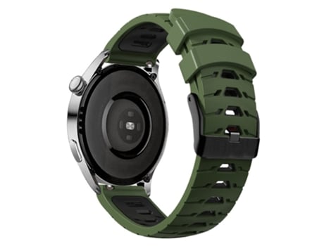 Correa de Silicona color dual con agujeros trapezoidales de tres filas para Huawei Watch GT Runner/Garmin Venu 2/Vivoactive 4 - verde militar/negro