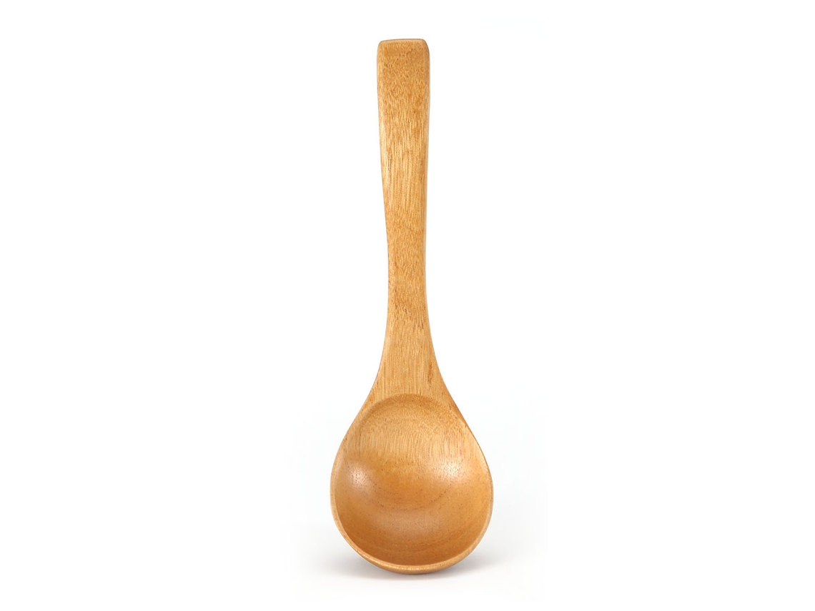 Cuchara larga de madera natural con mango, utensilio de cocina