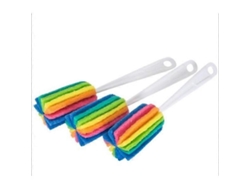 Cepillo de limpieza extraíble para botellas de agua, vasos y tazas de cristal con estampado de arcoíris.