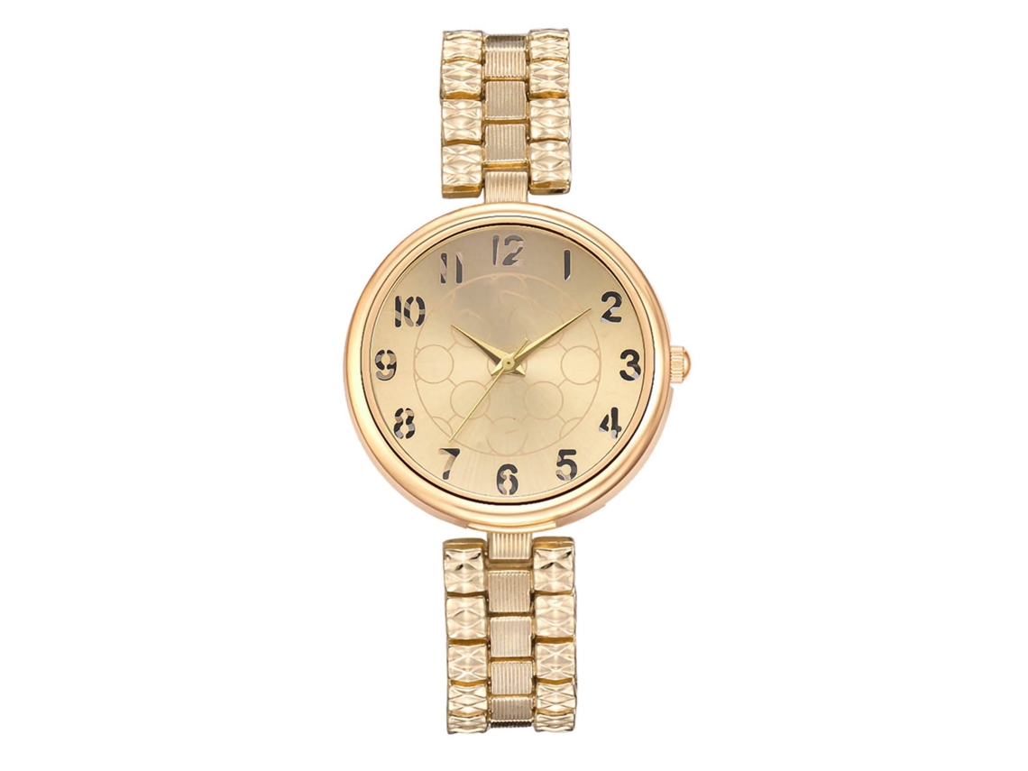Elegante Reloj De Pulsera Delgado Para Mujer, De Cuarzo Y Aleación, Color Dorado.