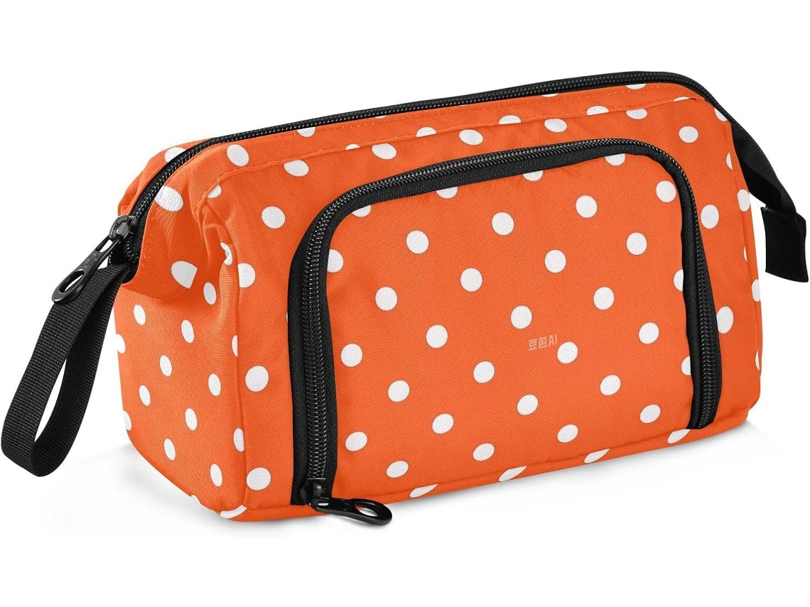 Besportble Estuche De Gran Capacidad Con Compartimento Para Niños Y Lunares Naranjas 24 X 9,5 X 15 Cm