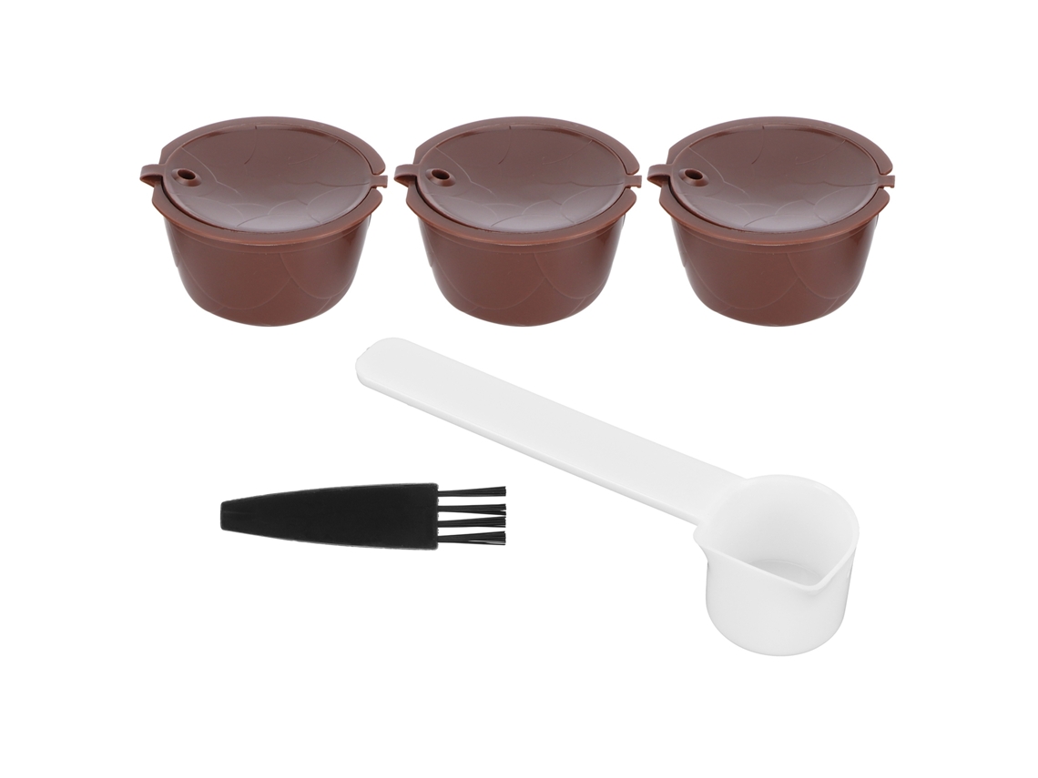 Kit de cápsulas de café reutilizables para máquina Dolce Gusto con 3 cápsulas, 1 cuchara y 1 cepillo