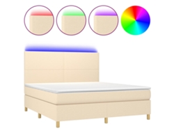Maison Exclusive - Cama Box Spring Colchón Y Luces Led Tela Crema 180x200 Cm