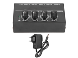 Misturador Mali de linha estéreo 4 canais compacto, baixo ruído, volume ajustável, para clubes e bares, 100-240V, plugue EU
