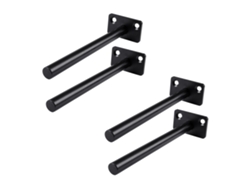 2026-4 Piezas Soporte De Estante Flotante Oculto Redondo De Pared Invisible Montaje Fijo Negro 150mm 2 Agujeros