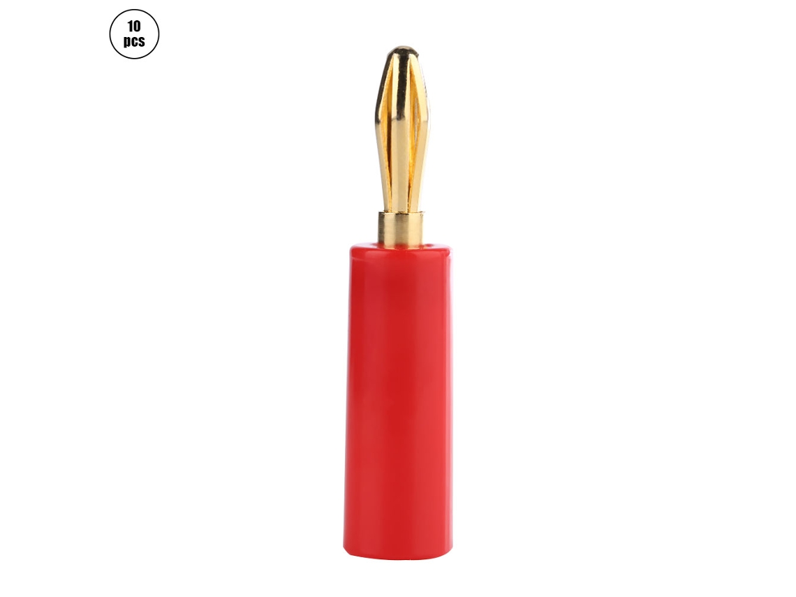 Yncm2026-10pcs Conector Banana De Cobre Chapado En Oro 4mm Para Altavoces Audio Sin Soldadura