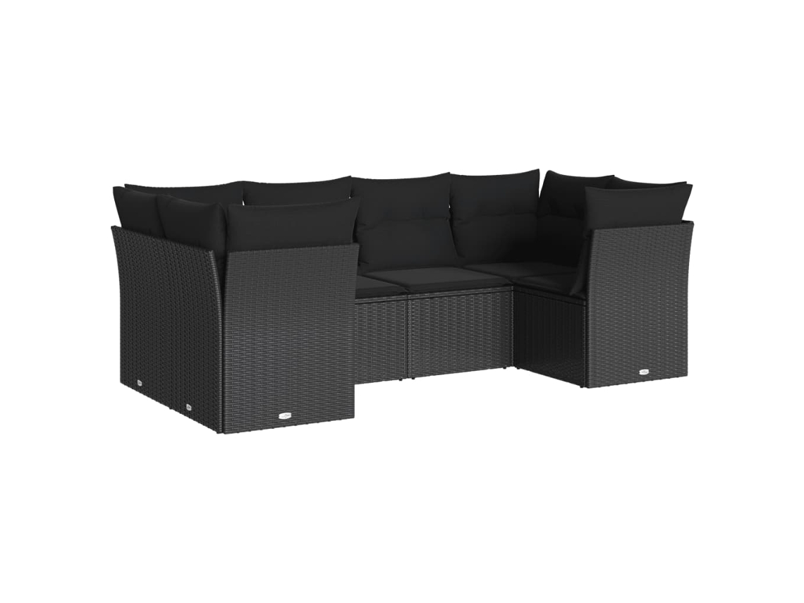 Conjunto 6 de sofás de jardín VIDAXL y cojines ratán sintético negro