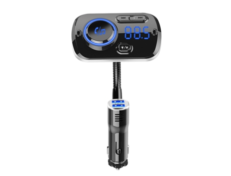 Bluetooth 5.0 Car Kit Transmisor FM manos libres AUX Audio Car Player A2DP Wireless Car MP3 Player Carga rápida QC3.0 (Negro) ENKERS