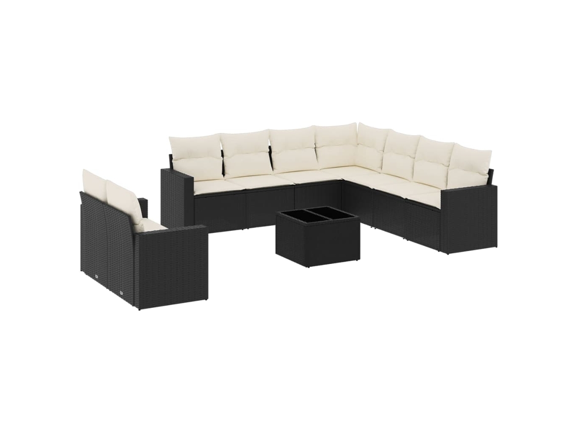Maison Exclusive - Set De Sofás De Jardín 10 Pzas Cojines Ratán Sintético Negro