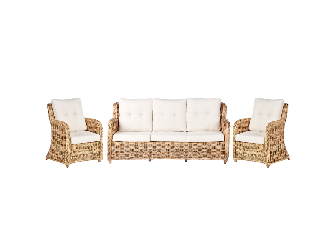 Conjunto de Exterior de Estilo Boho BELIANI Alessano de Ratán/Mimbre Natural 196X80X95