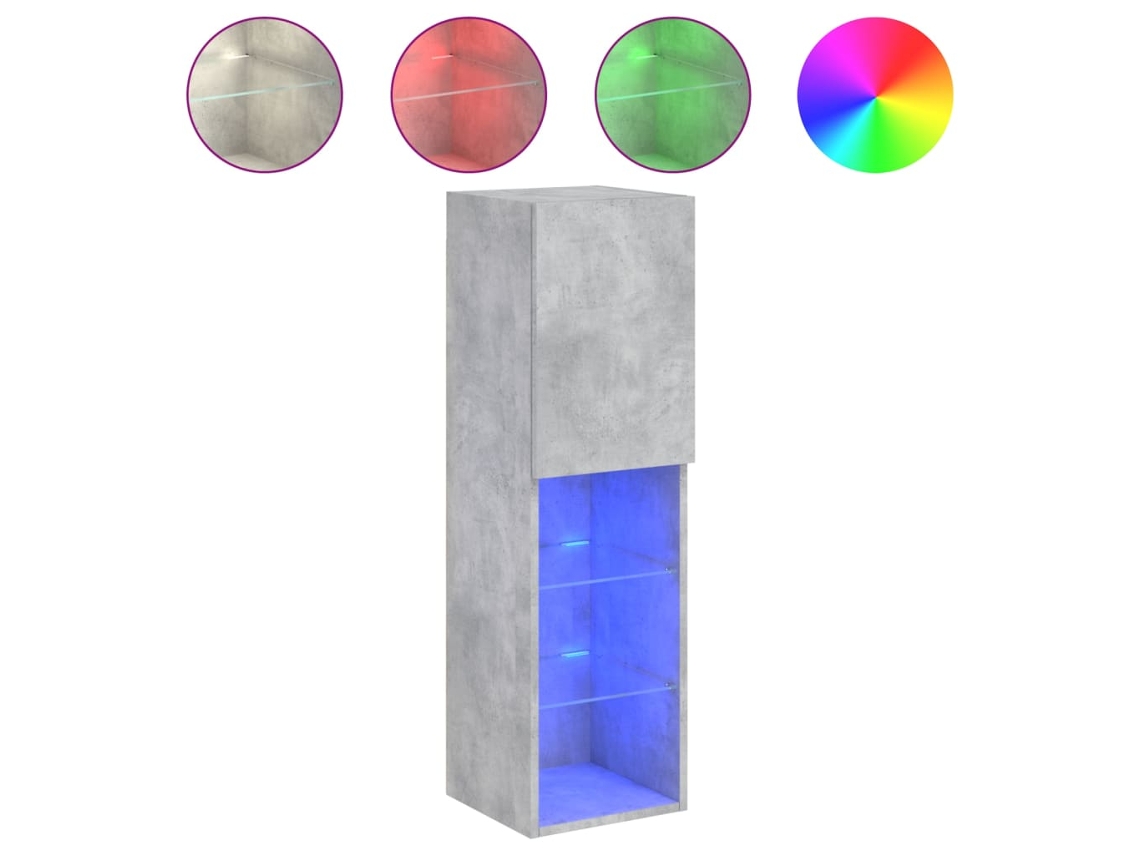 Maison Exclusive - Mueble Para Tv Con Luces Led Gris Hormigón 30,5x30x102 Cm