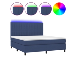 Maison Exclusive - Cama Box Spring Colchón Y Luces Led Tela Azul 160x200 Cm