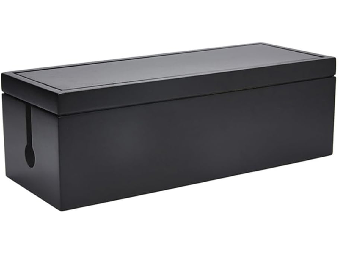 Caja De Almacenamiento Para Gestión De Cables De Plástico Negro Con Diseño Dividido
