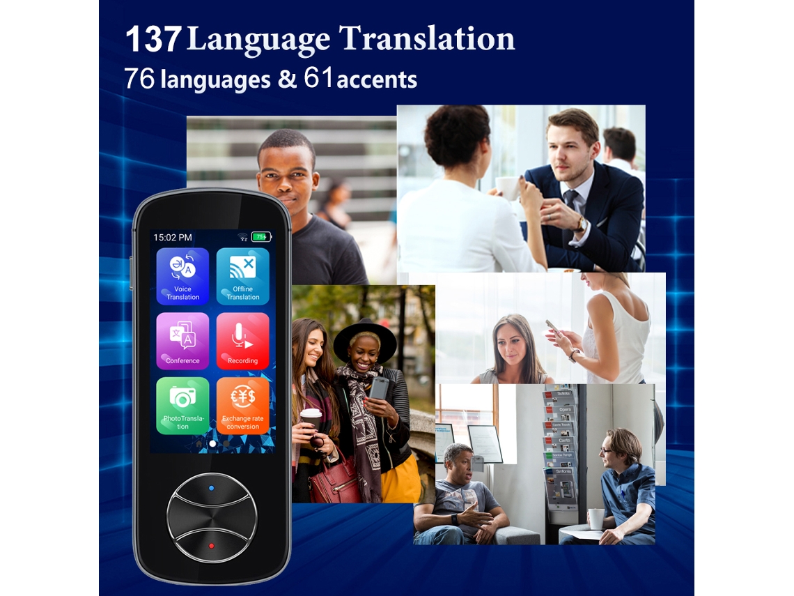 Traductor inteligente con pantalla táctil IPS de 3,0 pulgadas y batería de 1500 mAh