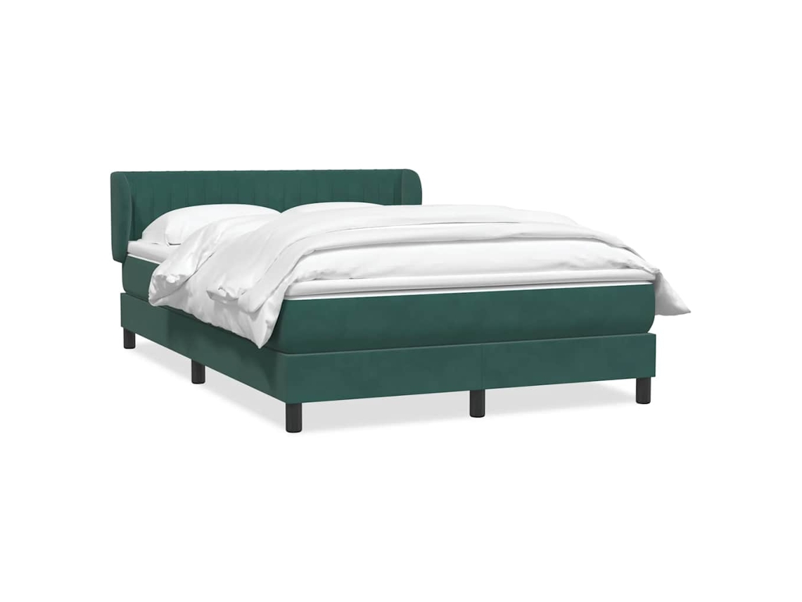 Maison Exclusive - Cama Box Spring Con Colchón Terciopelo Verde Oscuro 160x220 Cm