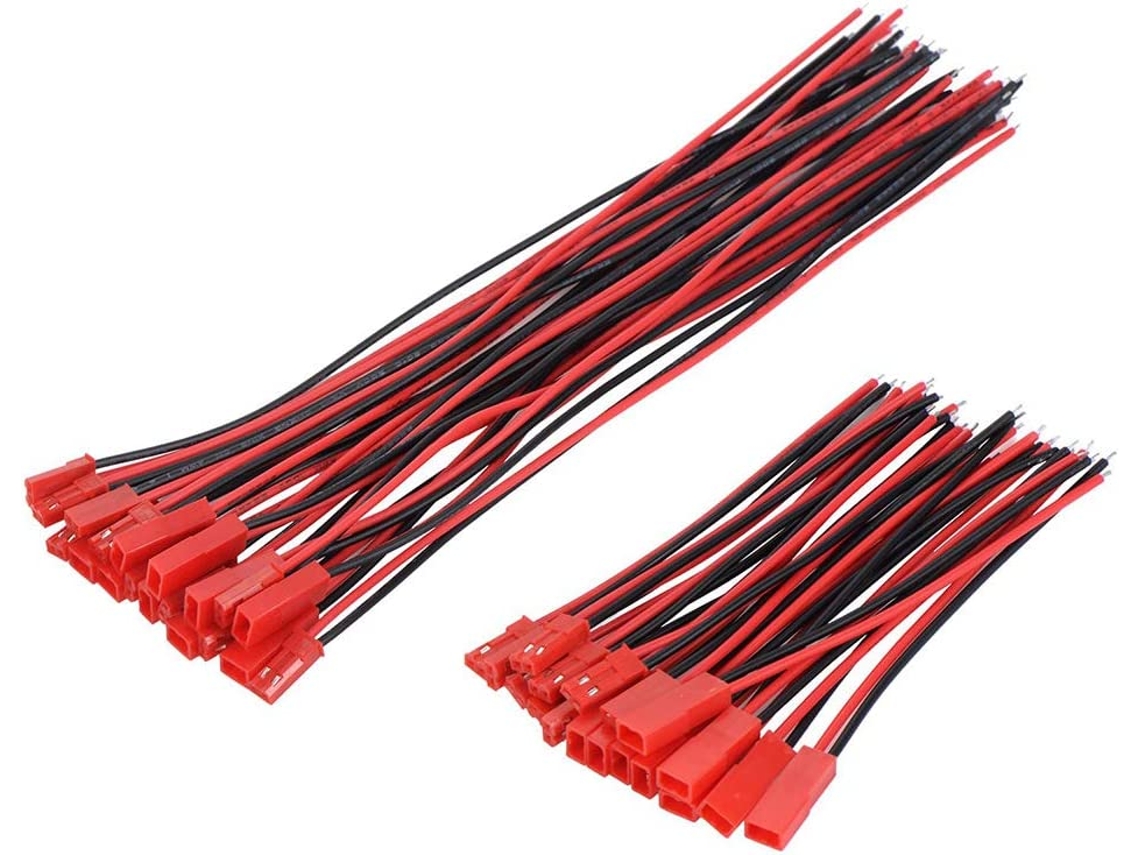 Pieza para Teledirigidos 20 Pares 22 AWG JST Plug Connector, 2 Pin Macho Hembra Plug Connector, JST Plug, Cable