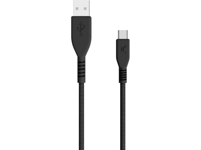 Cable KSIX Armor Kevlar (USB - USB-C - 1 m - Negro)