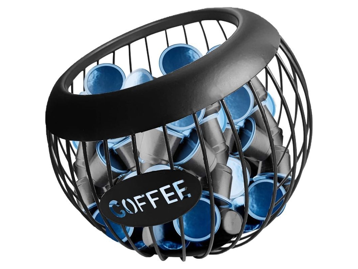 Cesta Metálica Para Almacenar Cápsulas De Café, Soporte Para Cápsulas K-cup, Gran Capacidad, 40 Cápsulas, Color Negro, Para Cafetería.