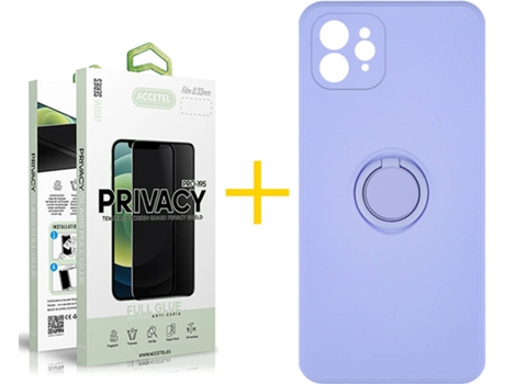 Carcasa + Protector de Pantalla para iPhone 12 Pro ACCETEL Morado Lila