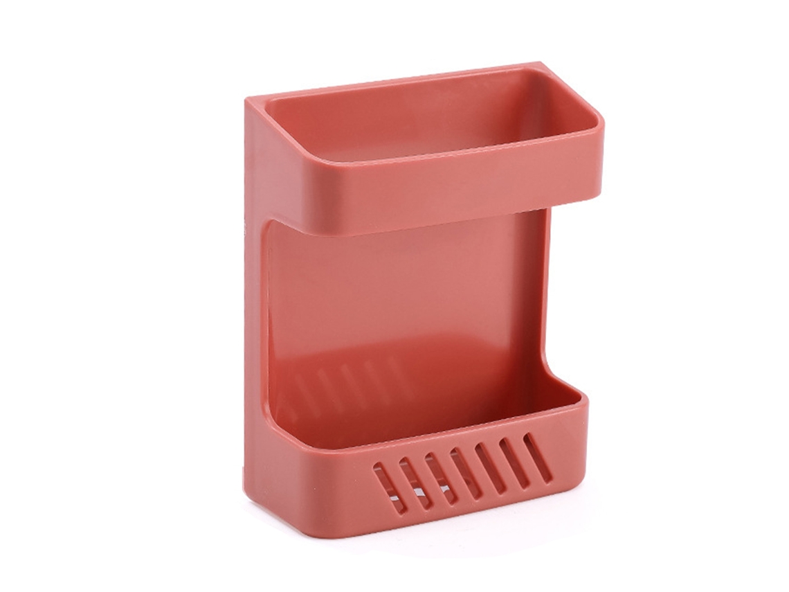 Soporte De Pared Para Mando A Distancia Y Teléfono, No Requiere Taladrar, Caja De Almacenamiento Multifuncional, Rojo.