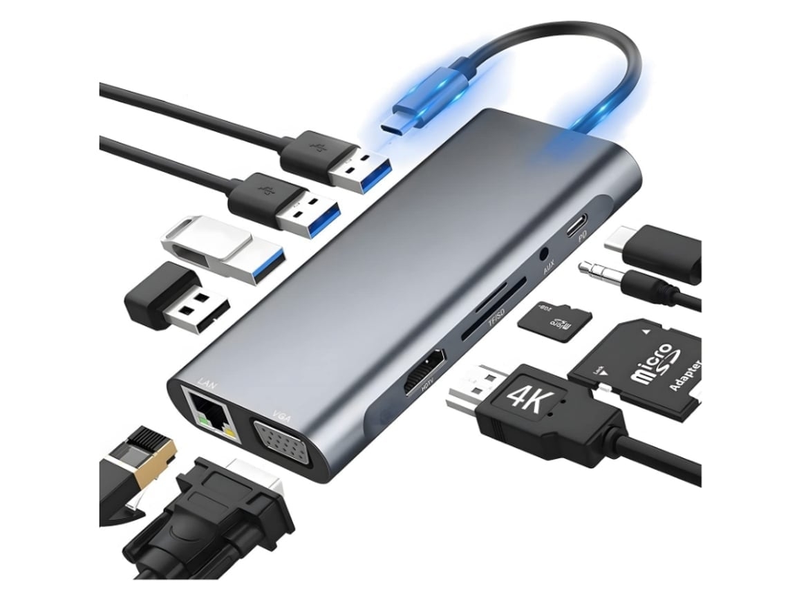 Estación de acoplamiento USB-C 11 en 1 con adaptador USB-C a HDMI*