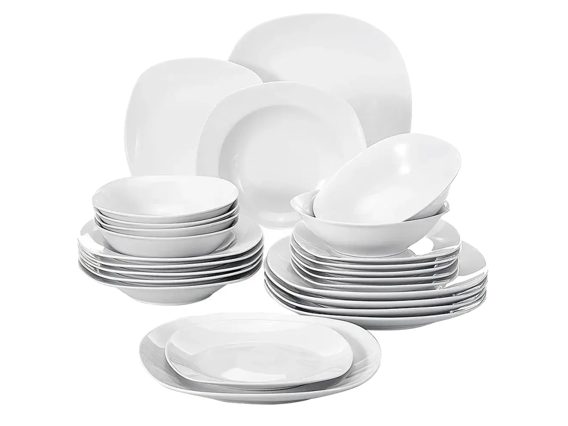 Juego de vajilla de porcelana de 24 piezas, apto para microondas y lavavajillas, para 6 personas. OEM