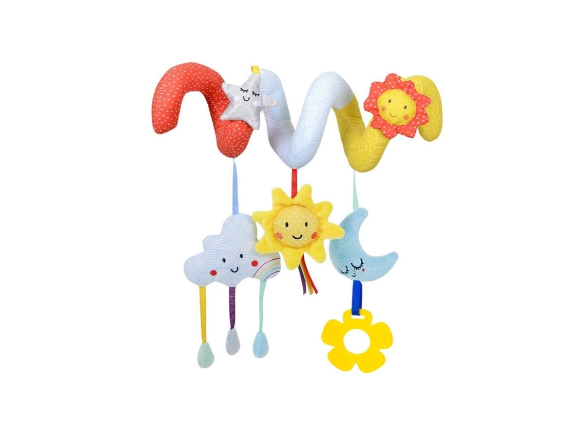 Adorno colgante para cuna de cochecito de bebé, peluche en espiral, juguetes sensoriales, estrellas y luna, Yunzii