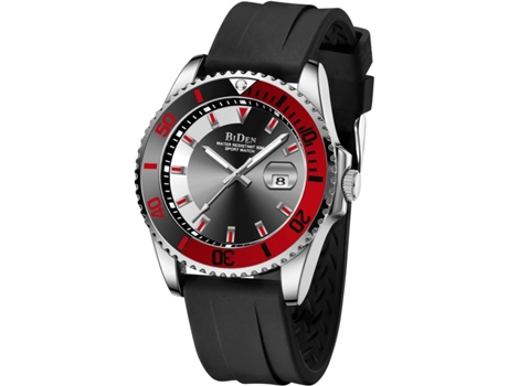 VEANXIN Relojes con Caja Giratoria, Correa de Silicona, Reloj de Pulsera Impermeable-negro rojo