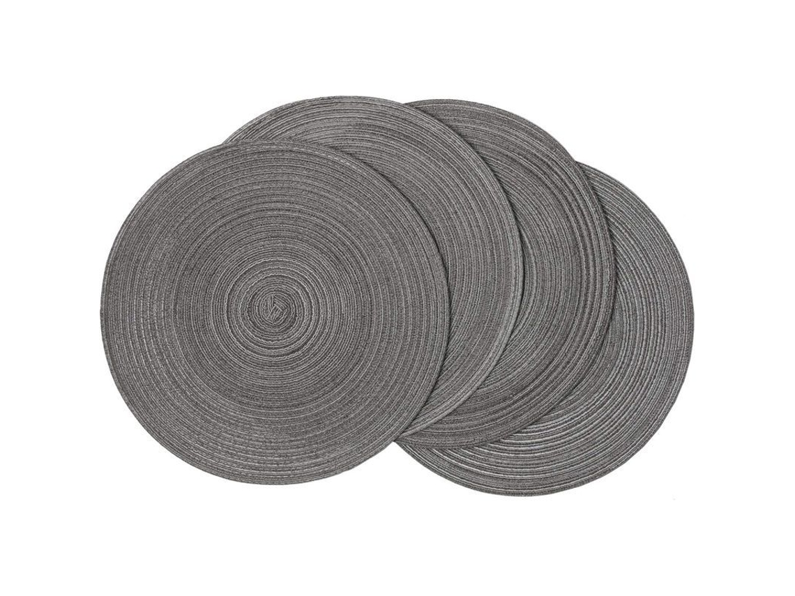 Rebe-manteles Redondos De Algodón Trenzado Set De 4, 38 Cm, Para Mesa De Cocina, Fiestas, Boda, Navidad, Color Negro Gris