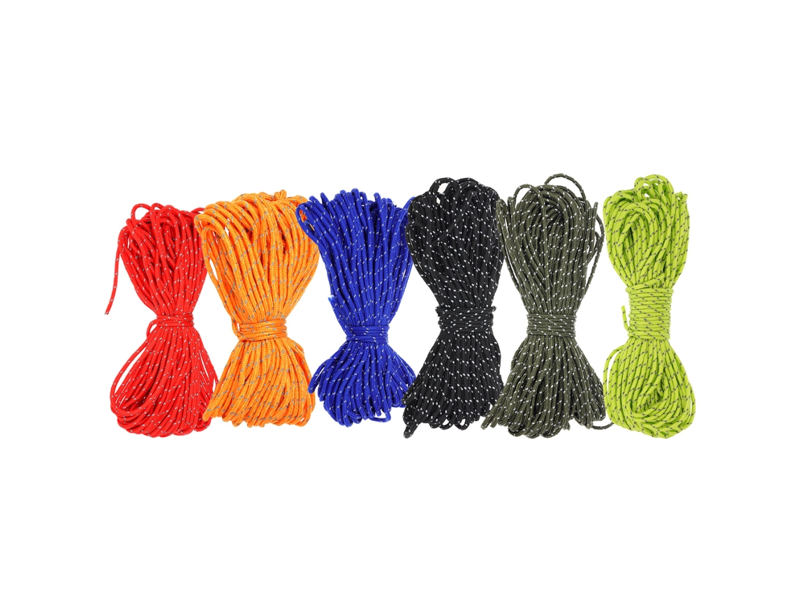 Cuerda Reflectante Lijada De 20 M, Paracord De 2 Mm, Resistente, 25 Kg, Para Tiendas De Campaña, Toldos Y Exteriores.