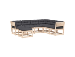Maison Exclusive - Juego De Muebles De Jardín 7 Pzas Y Cojines Madera Maciza Pino