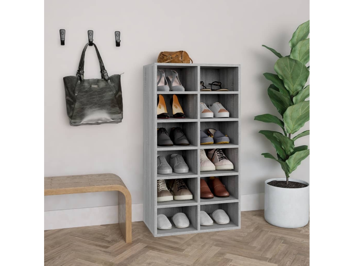Zapatero Organizador 54X34X100,5 Cm Derivados de Madera Gris Sonoma