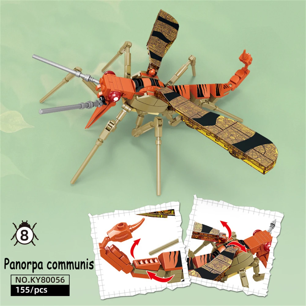 Juego de bloques de construcción con forma de insecto, ideal para niños, exquisito modelo coleccionable MDUG