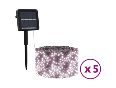 vidaXL Tira de luces solares LED 5 uds blanco cálido interior/exterior