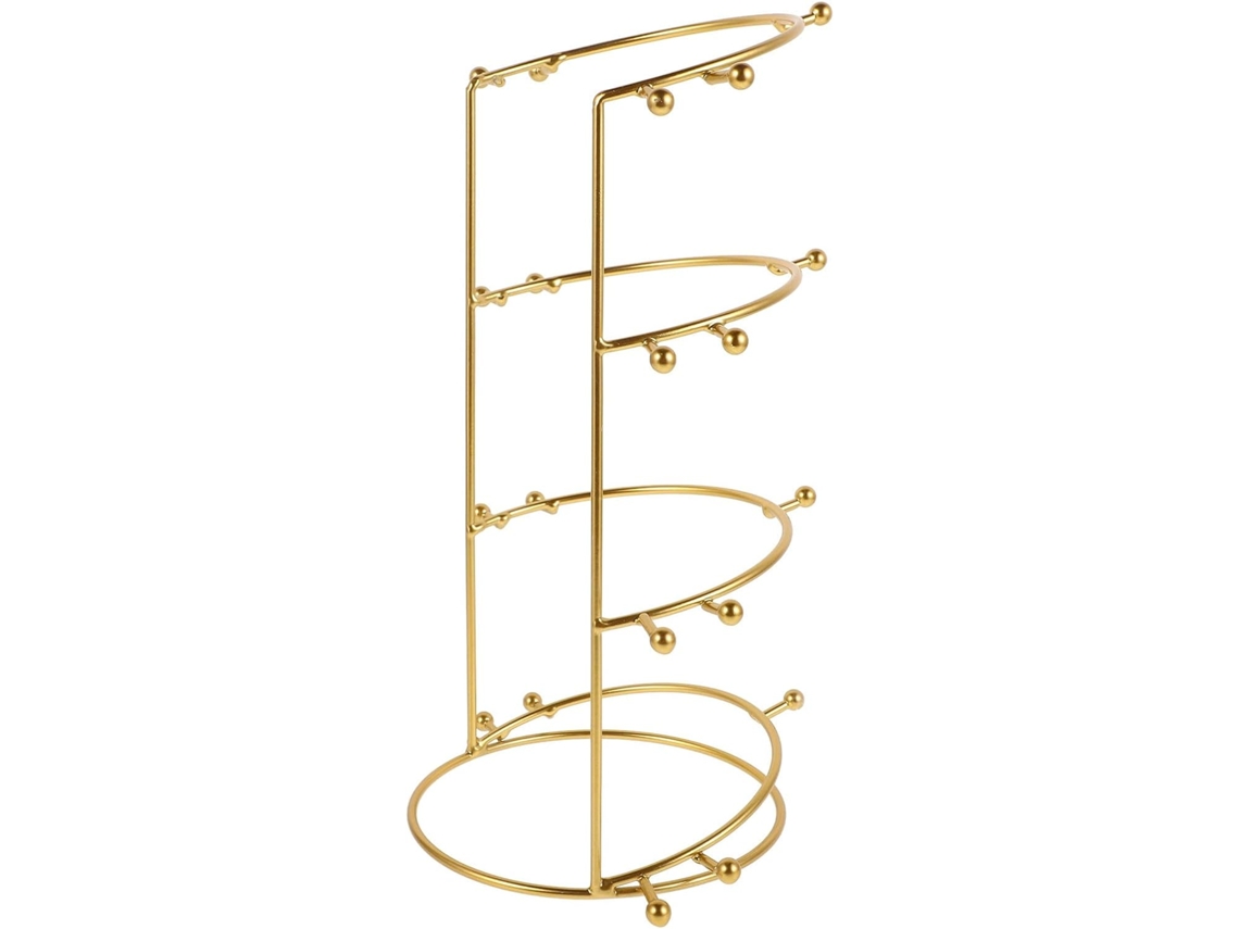 Soporte de exhibición de metal dorado para coronas y tiaras nupciales, elegante soporte de varios niveles. SFUSHOS